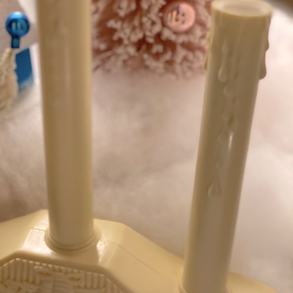 Vintage Woolworths Christmas  60s Plastic Drip Candle Trio Candelabra Candolier - Picture 8 of 11